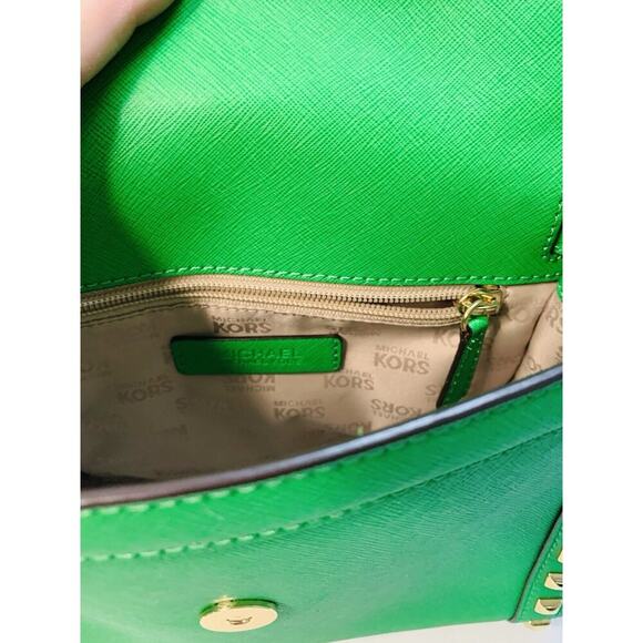 NWOT Michael Kors Dillon Green Palm STD MD Messenger Leather Handbag MSRP $368 - Picture 16 of 16